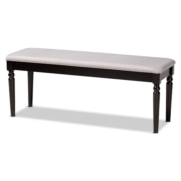 Baxton Studio Giovanni Grey Upholstered and Dark Brown Finished Wood Dining Bench 171-10924 - main